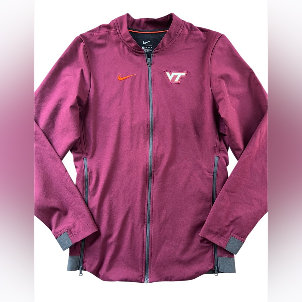NIKE Virginia Tech Hokies Maroon Black Zip Up Lightweight Jacket w/ Side Zip